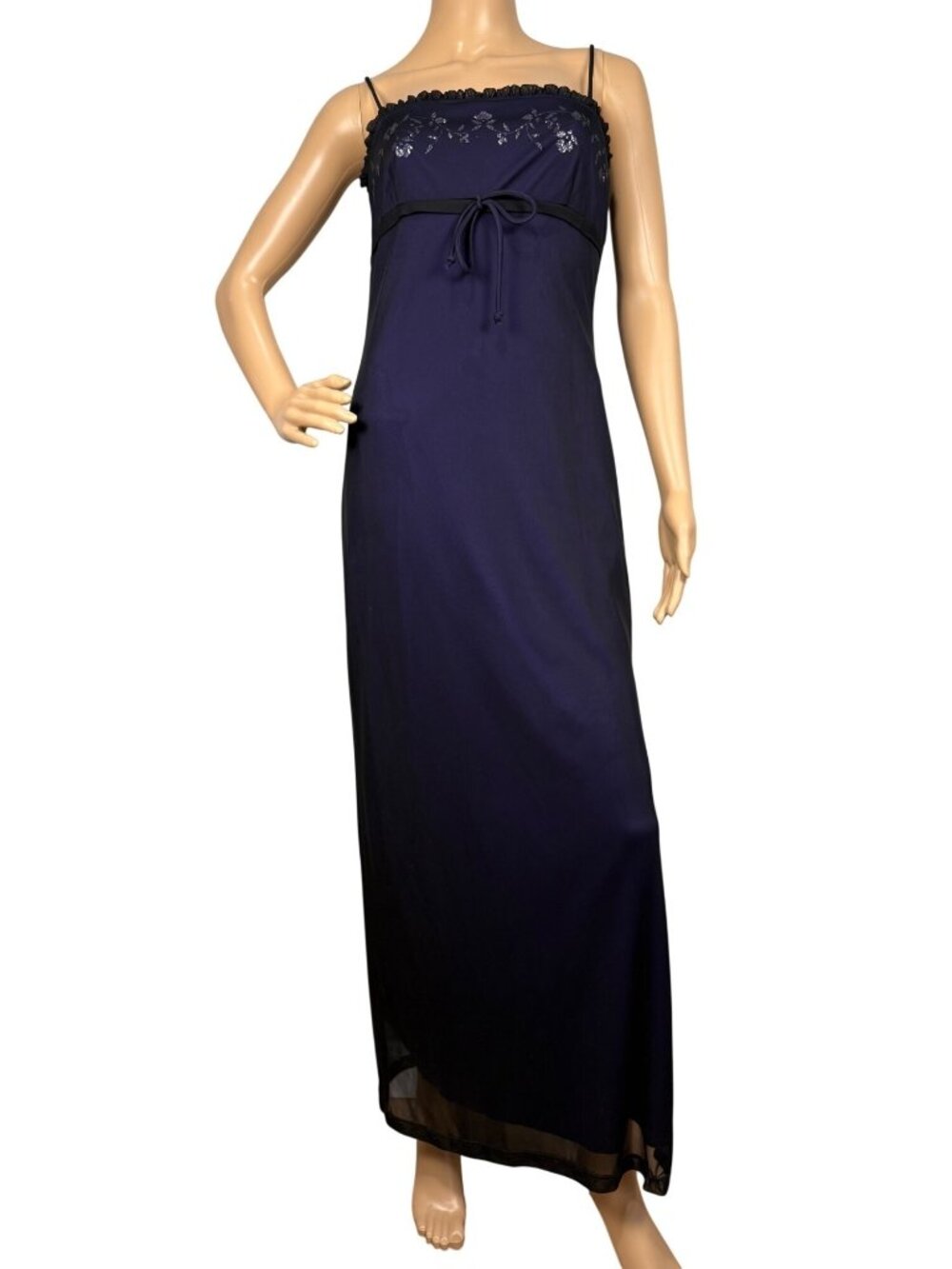 90s Candy Rocket Maxi Slip Dress Medium Bright Purple Black Sheer Overlay Goth G
